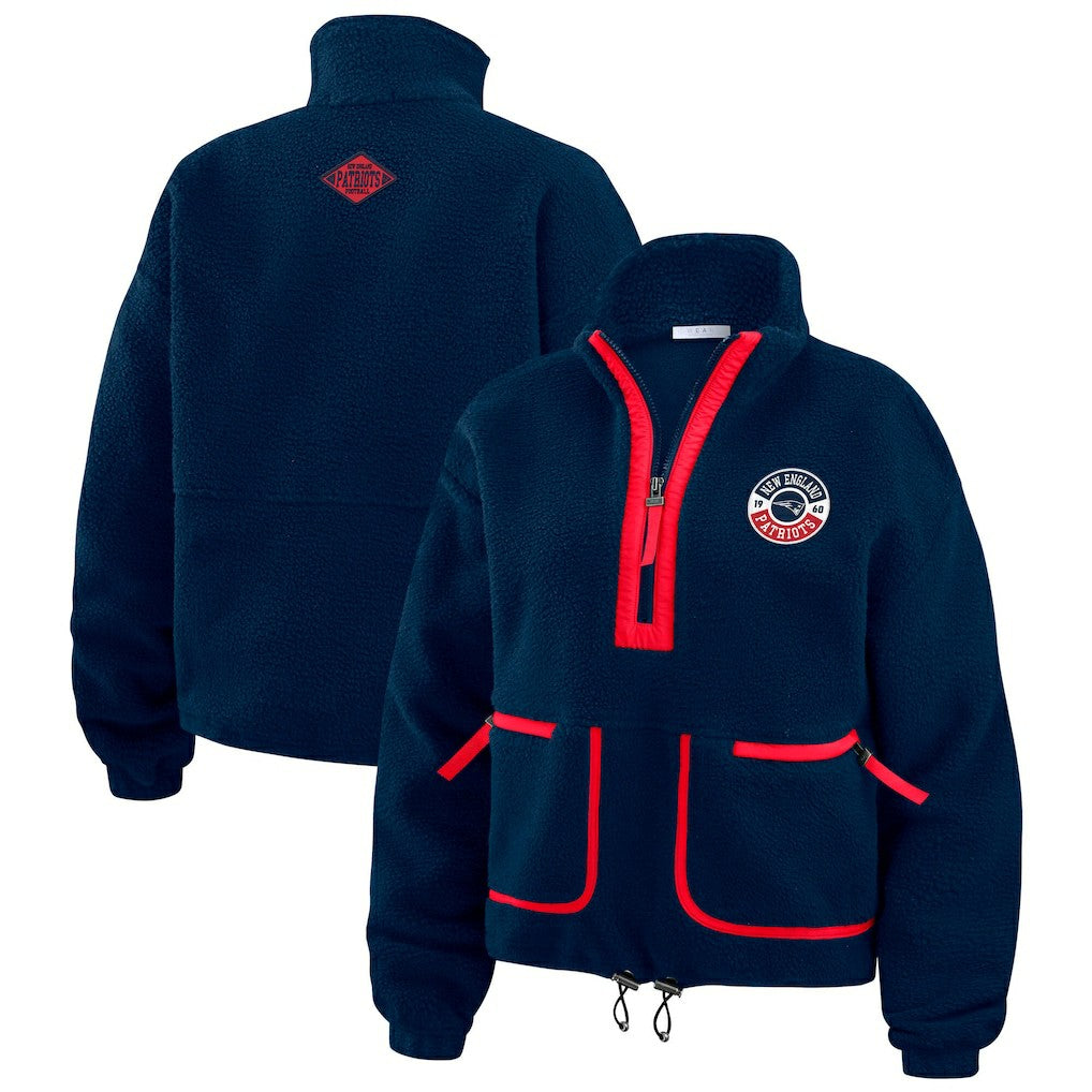 New England Patriots WEAR by Erin Andrews Women's Polar Fleece Half-Zip Jacket Navy