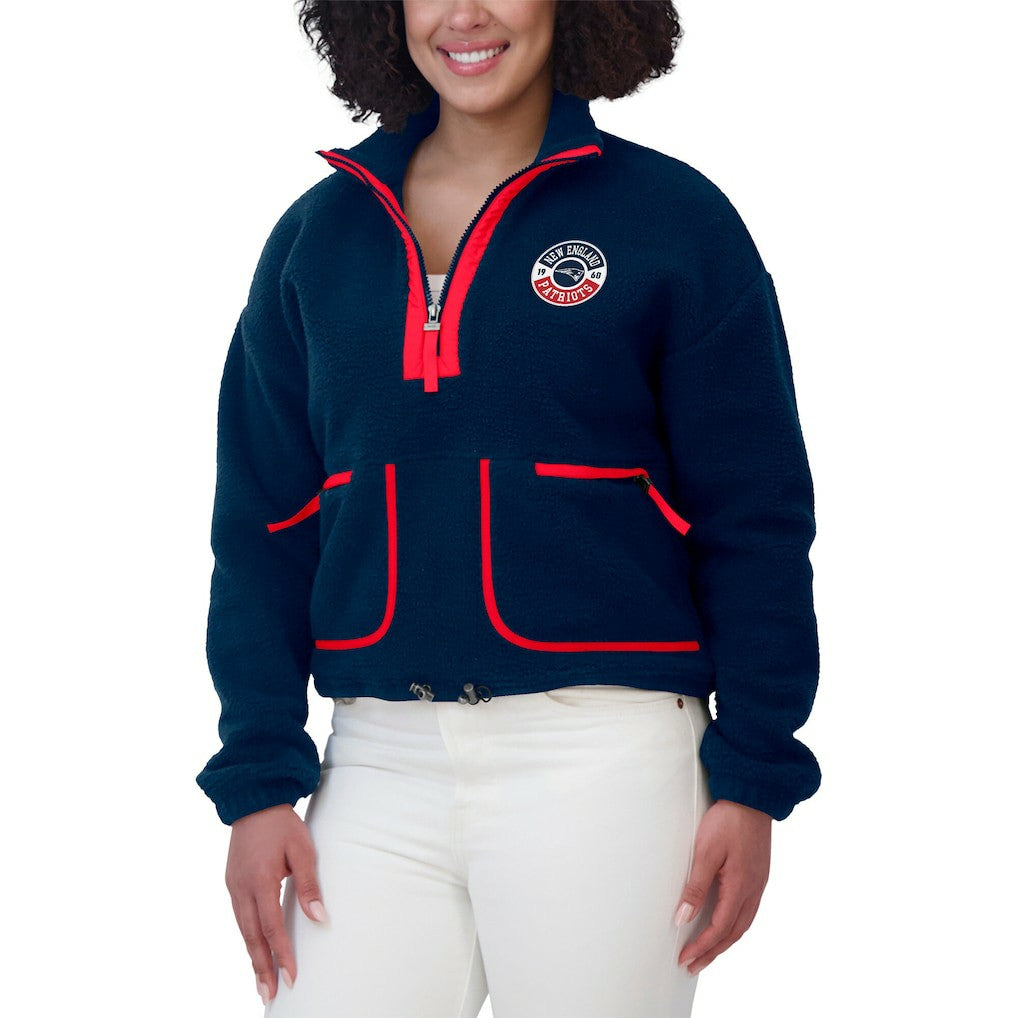 New England Patriots WEAR by Erin Andrews Women's Polar Fleece Half-Zip Jacket Navy