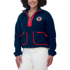 New England Patriots WEAR by Erin Andrews Women's Polar Fleece Half-Zip Jacket Navy