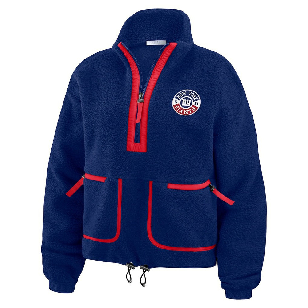 New York Giants WEAR by Erin Andrews Women's Polar Fleece Half-Zip Jacket Royal