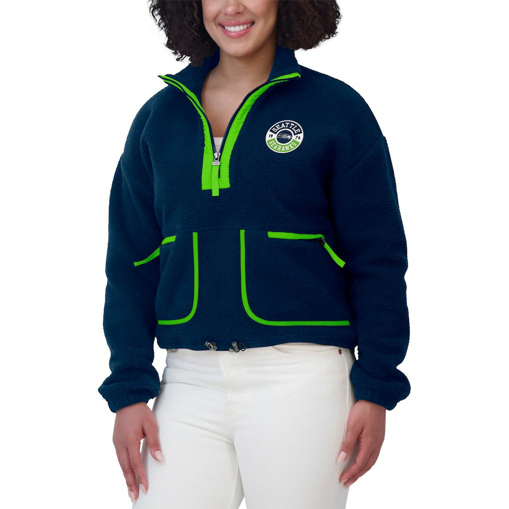 Seattle Seahawks WEAR by Erin Andrews Women's Polar Fleece Half-Zip Jacket College Navy