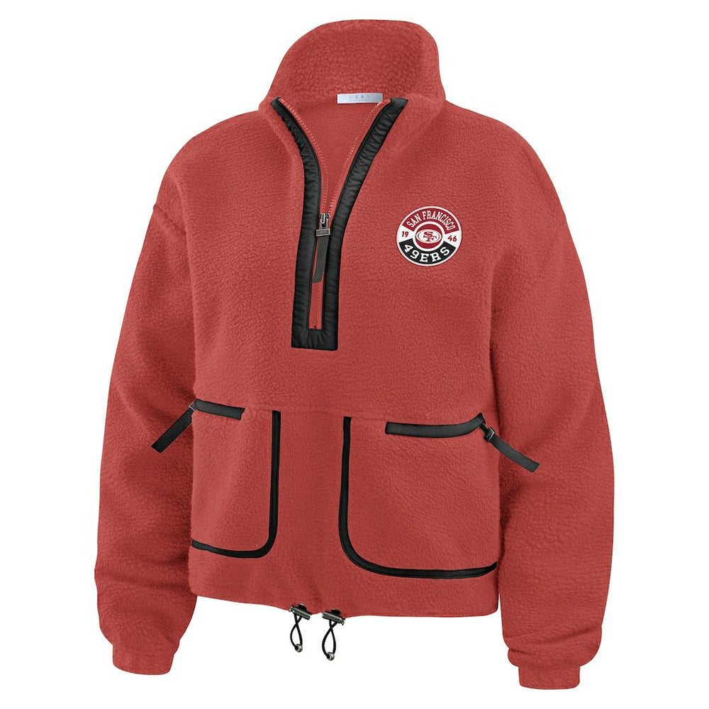 San Francisco 49ers WEAR by Erin Andrews Women's Polar Fleece Half-Zip Jacket Scarlet