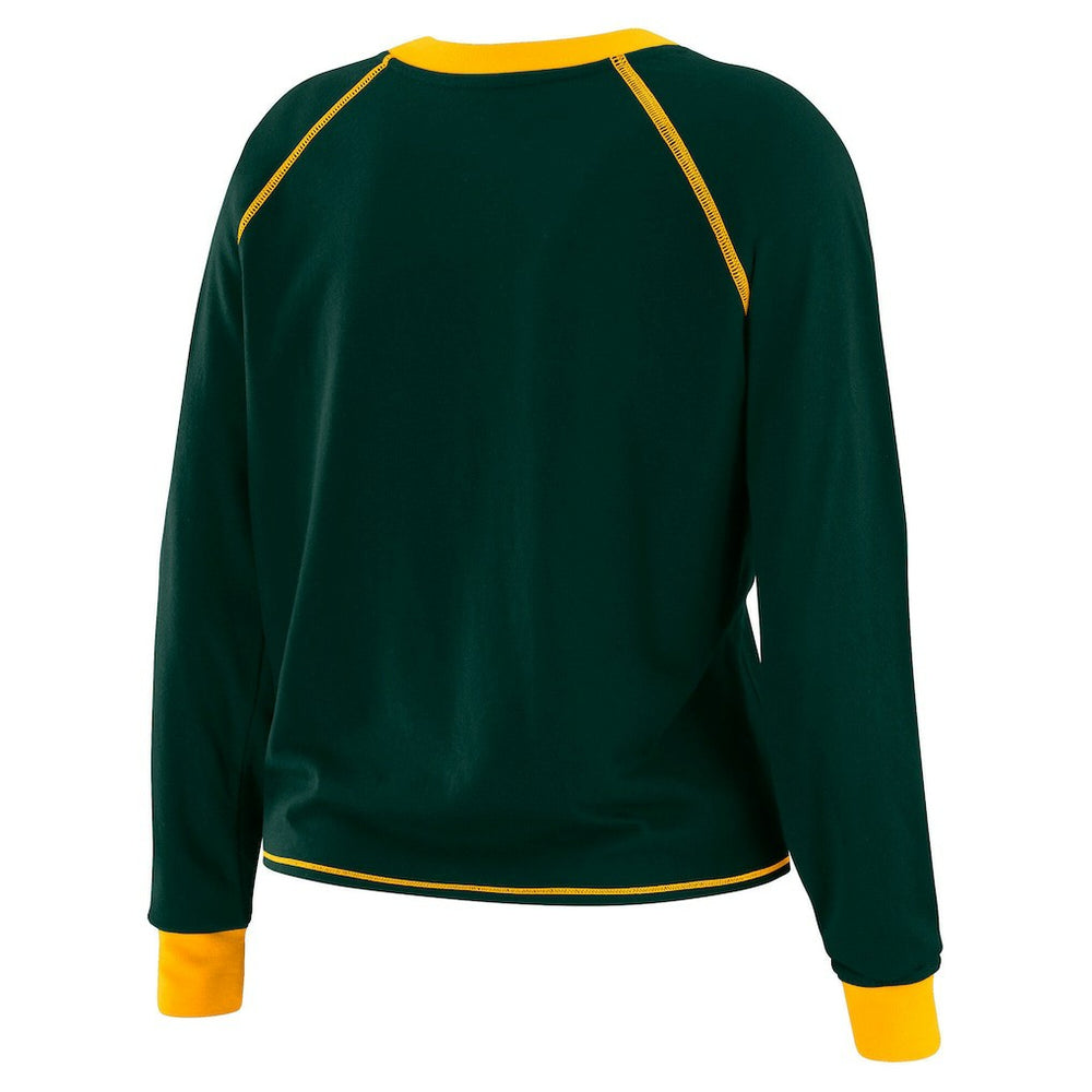Green Bay Packers WEAR by Erin Andrews Women's Tie-Front Long Sleeve Top Green/Gold