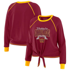 Washington Commanders WEAR by Erin Andrews Women's Tie-Front Long Sleeve Top Burgundy/Gold