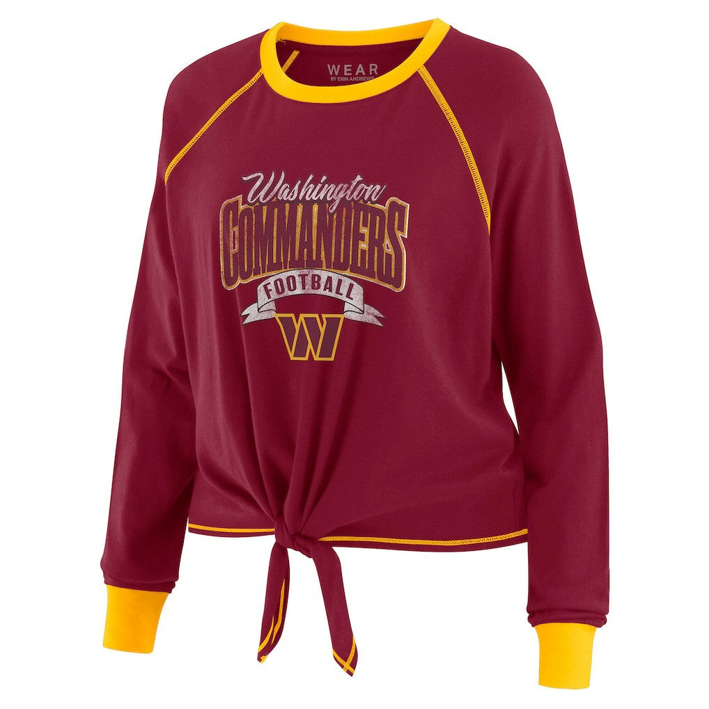 Washington Commanders WEAR by Erin Andrews Women's Tie-Front Long Sleeve Top Burgundy/Gold