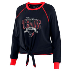 Houston Texans WEAR by Erin Andrews Women's Tie-Front Long Sleeve Top Navy/Red