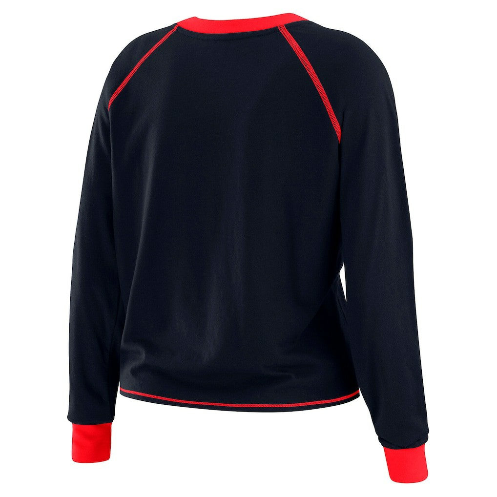 Houston Texans WEAR by Erin Andrews Women's Tie-Front Long Sleeve Top Navy/Red