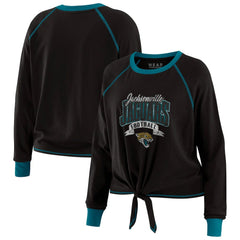 Jacksonville Jaguars WEAR by Erin Andrews Women's Tie-Front Long Sleeve Top Black/Teal