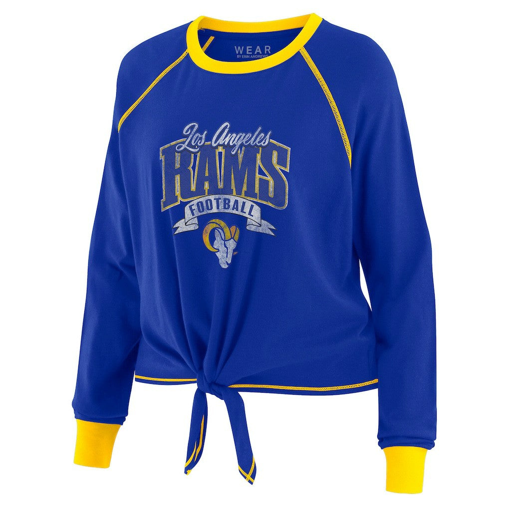 Los Angeles Rams WEAR by Erin Andrews Women's Tie-Front Long Sleeve Top Royal/Gold