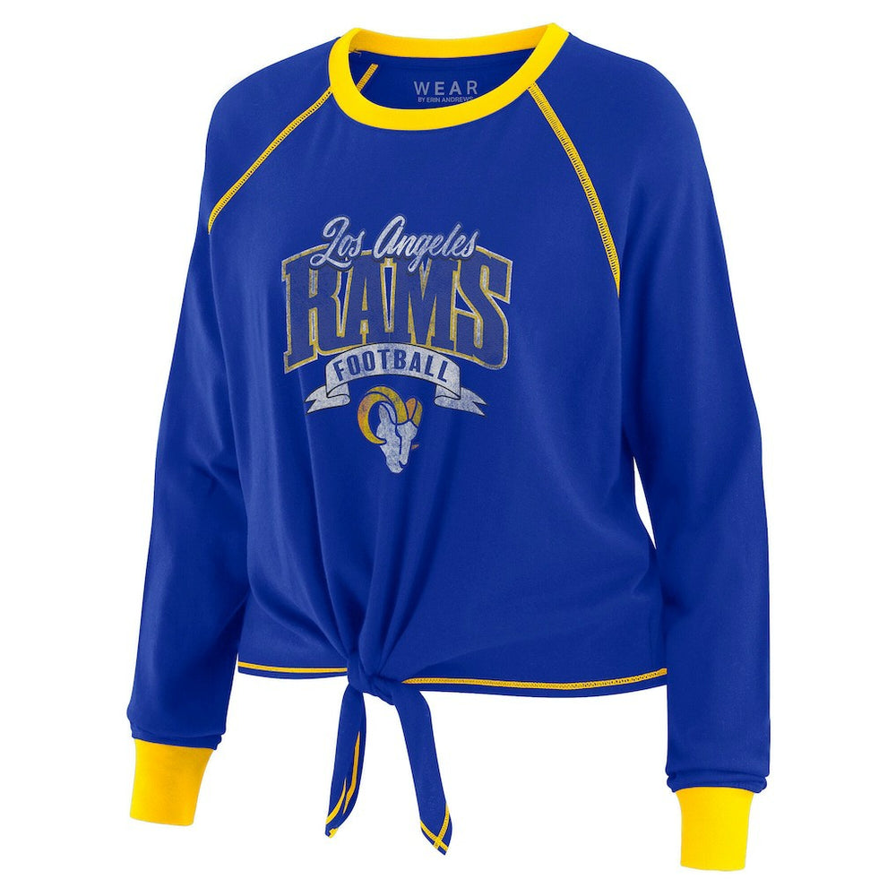 Los Angeles Rams WEAR by Erin Andrews Women's Tie-Front Long Sleeve Top Royal/Gold