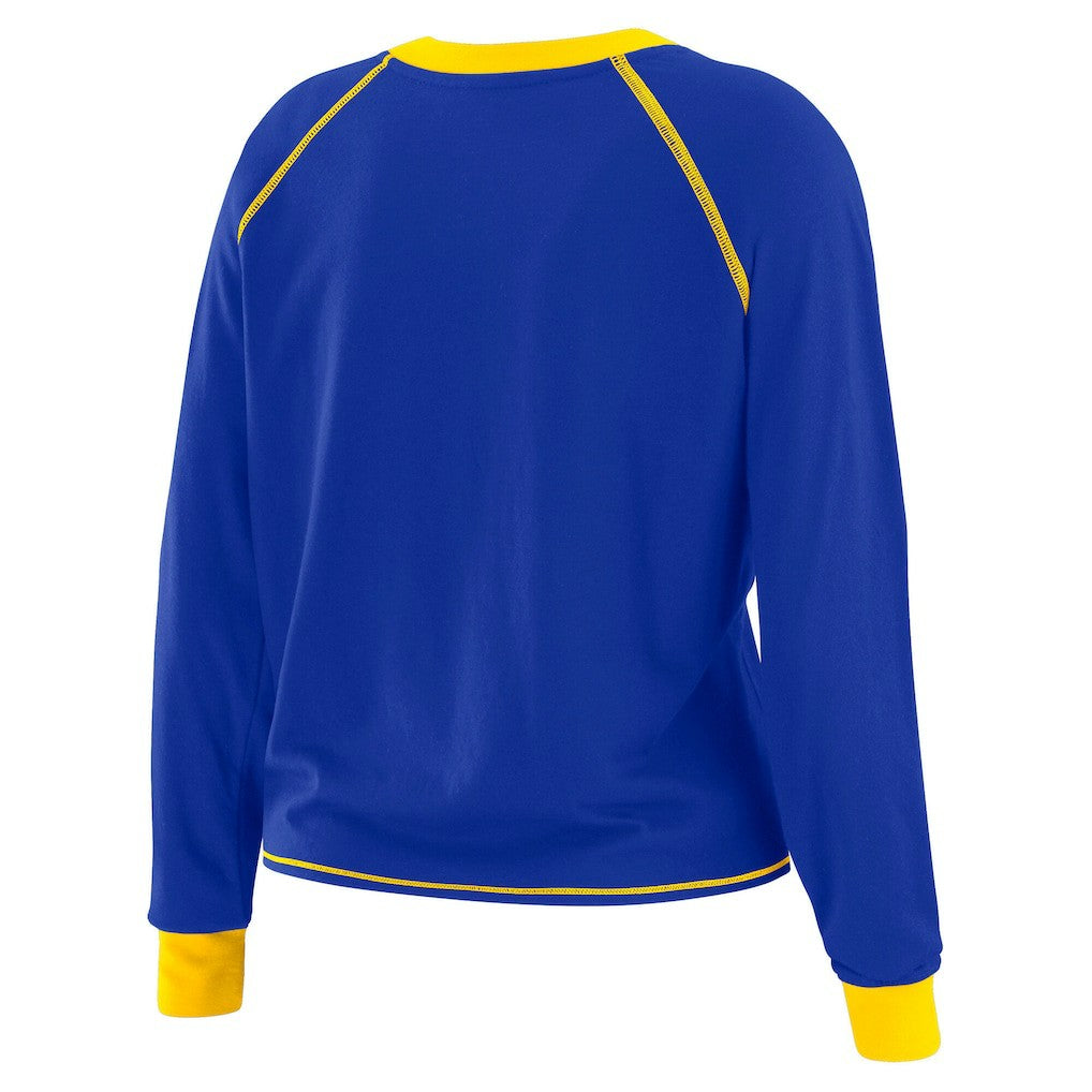 Los Angeles Rams WEAR by Erin Andrews Women's Tie-Front Long Sleeve Top Royal/Gold