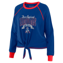 New England Patriots WEAR by Erin Andrews Women's Tie-Front Long Sleeve Top Royal/Red
