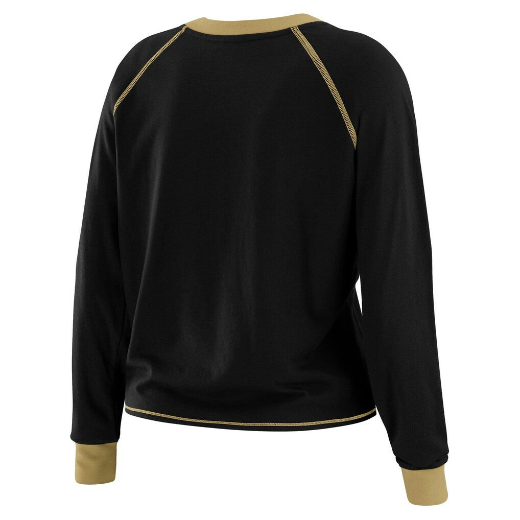 New Orleans Saints WEAR by Erin Andrews Women's Tie-Front Long Sleeve Top Black/Gold