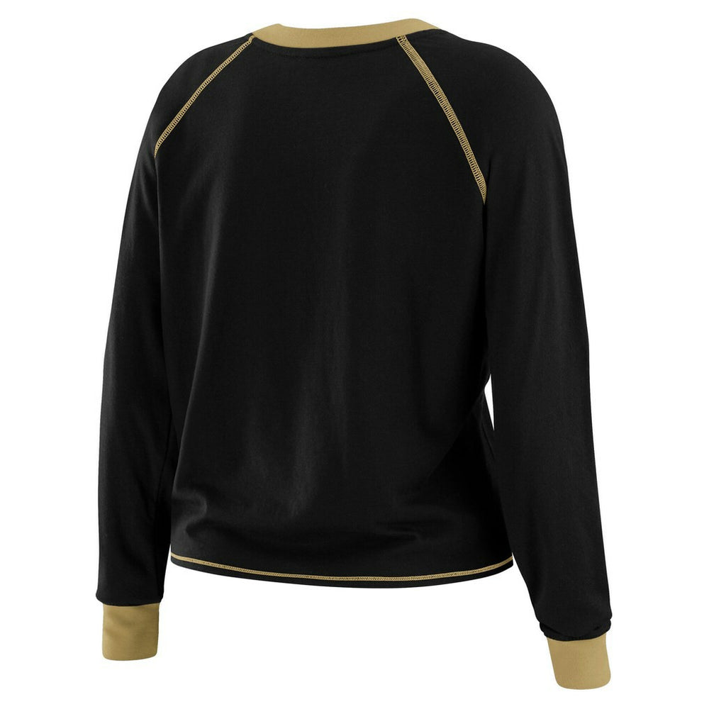 New Orleans Saints WEAR by Erin Andrews Women's Tie-Front Long Sleeve Top Black/Gold