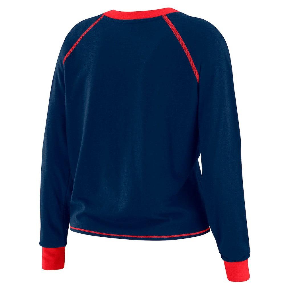 New York Giants WEAR by Erin Andrews Women's Tie-Front Long Sleeve Top Navy/Red