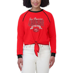 San Francisco 49ers WEAR by Erin Andrews Women's Tie-Front Long Sleeve Top Scarlet/Black