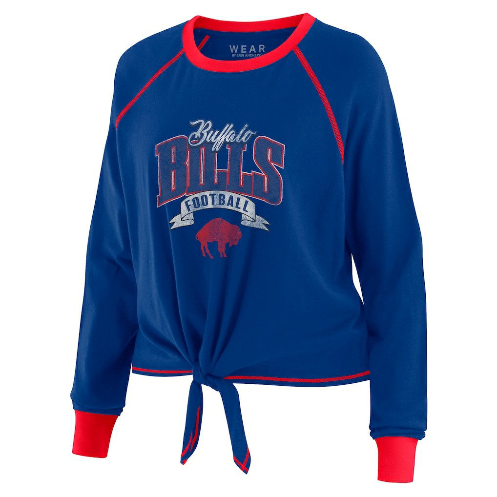 Buffalo Bills WEAR by Erin Andrews Women's Tie-Front Long Sleeve Top Royal/Red