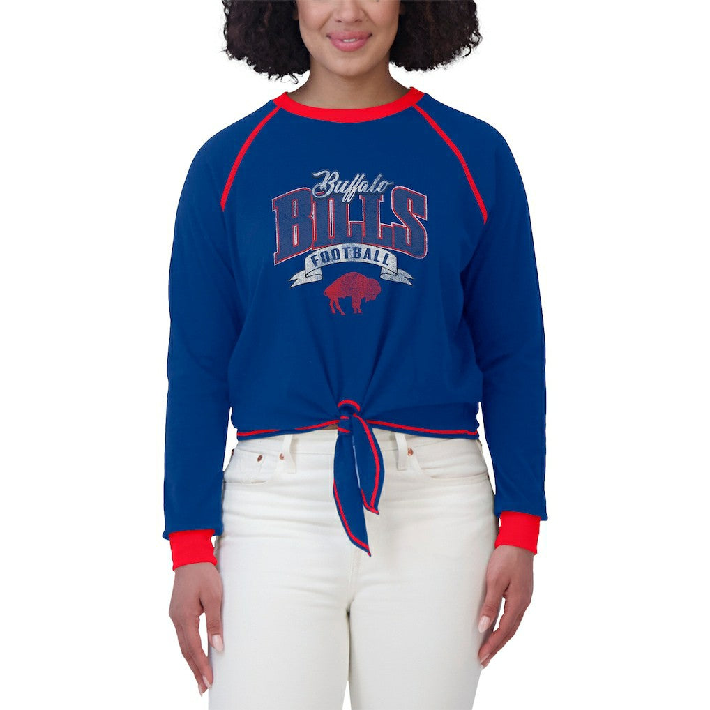 Buffalo Bills WEAR by Erin Andrews Women's Tie-Front Long Sleeve Top Royal/Red