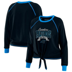 Carolina Panthers WEAR by Erin Andrews Women's Tie-Front Long Sleeve Top Black/Blue