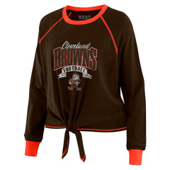 Cleveland Browns WEAR by Erin Andrews Women's Tie-Front Long Sleeve Top Brown/Orange