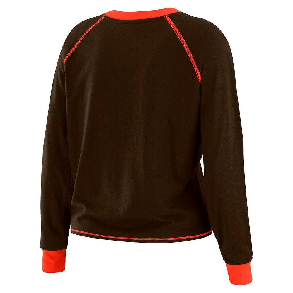 Cleveland Browns WEAR by Erin Andrews Women's Tie-Front Long Sleeve Top Brown/Orange