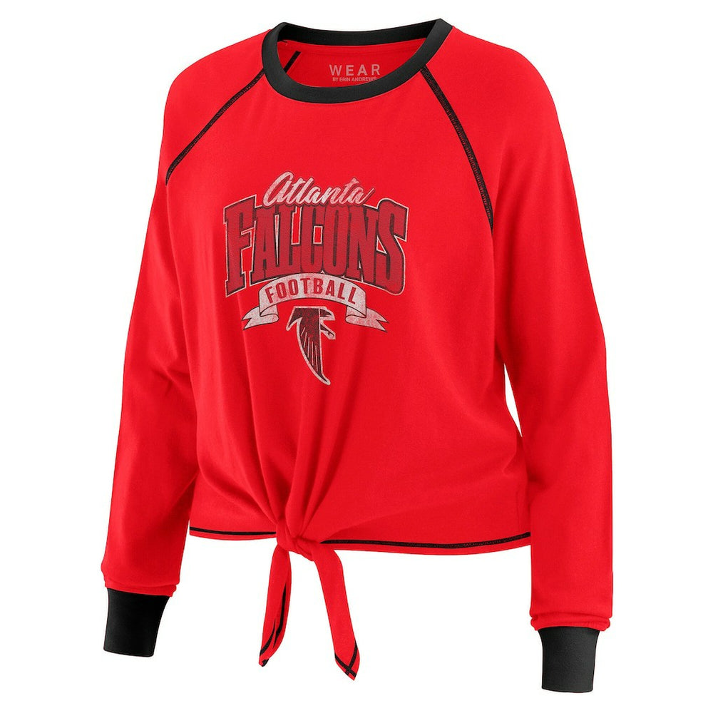 Atlanta Falcons WEAR by Erin Andrews Women's Tie-Front Long Sleeve Top Red/Black