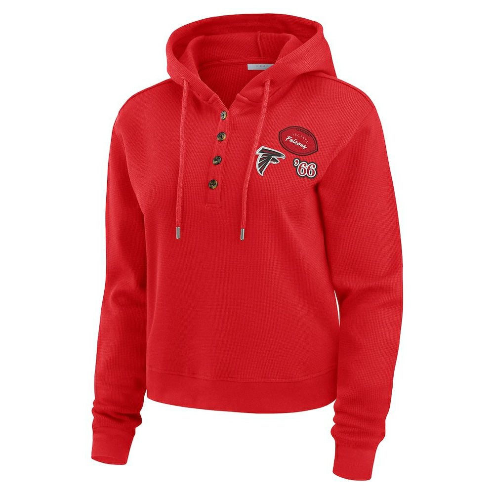 Atlanta Falcons WEAR by Erin Andrews Women's Waffle Hoodie Pullover Top Scarlet
