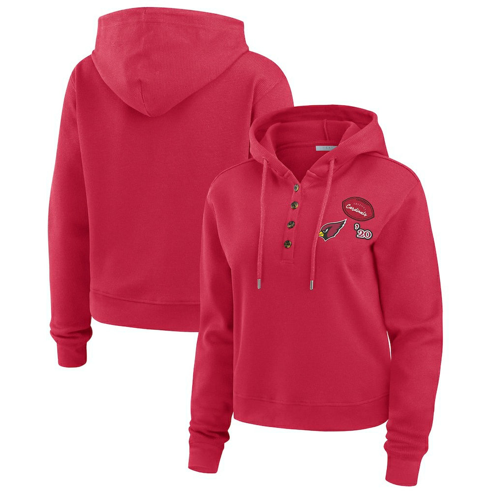 Arizona Cardinals WEAR by Erin Andrews Women's Waffle Hoodie Pullover Top Cardinal