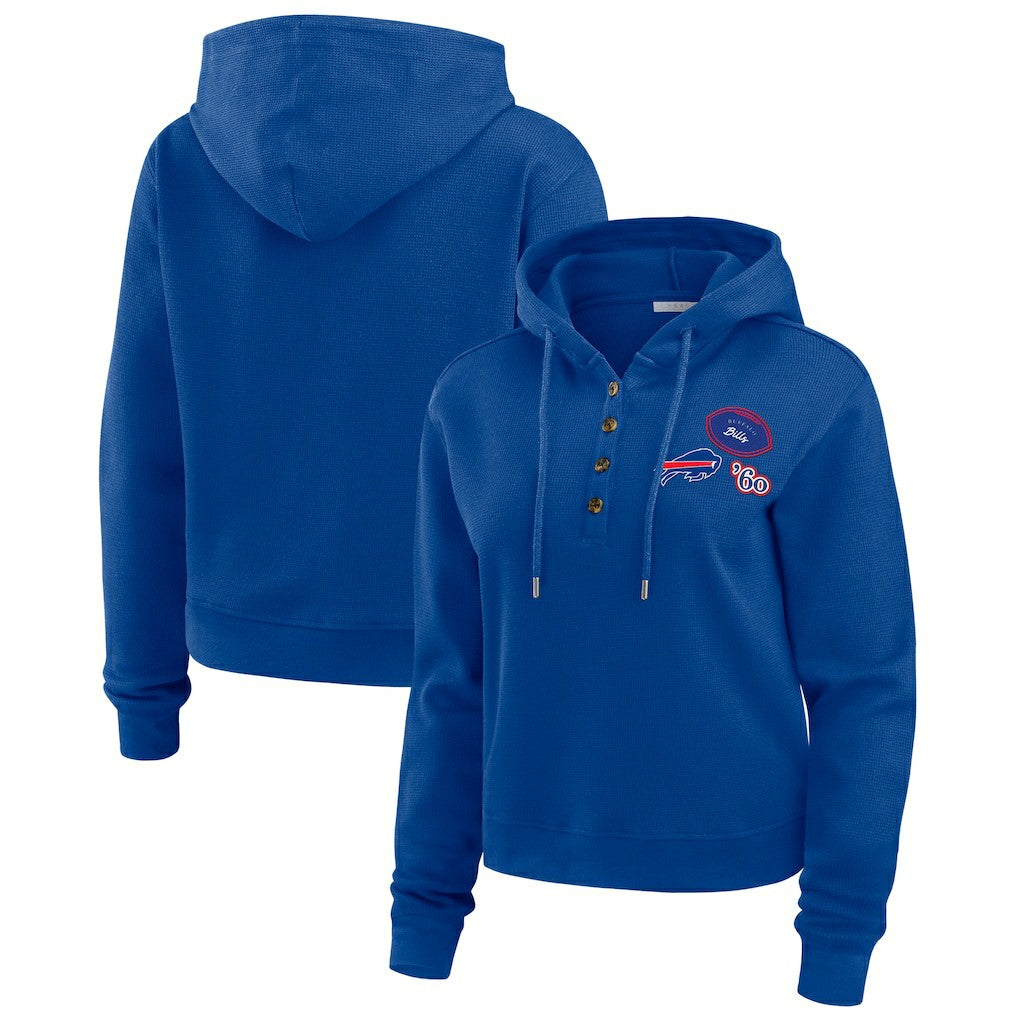 Buffalo Bills WEAR by Erin Andrews Women's Waffle Hoodie Pullover Top Royal
