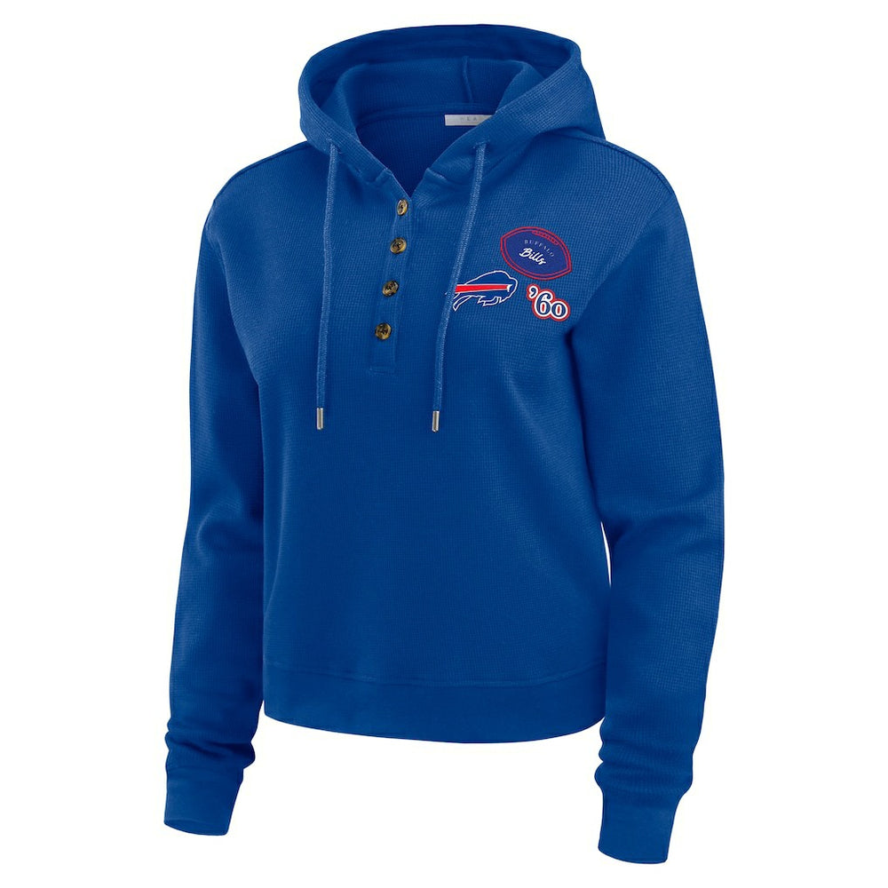 Buffalo Bills WEAR by Erin Andrews Women's Waffle Hoodie Pullover Top Royal