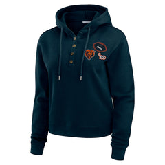 Chicago Bears WEAR by Erin Andrews Women's Waffle Hoodie Pullover Top Navy
