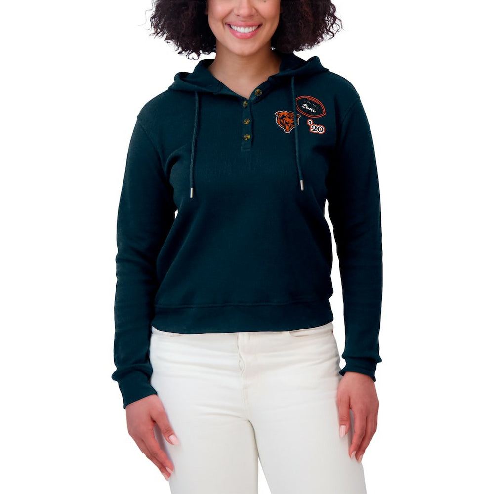 Chicago Bears WEAR by Erin Andrews Women's Waffle Hoodie Pullover Top Navy
