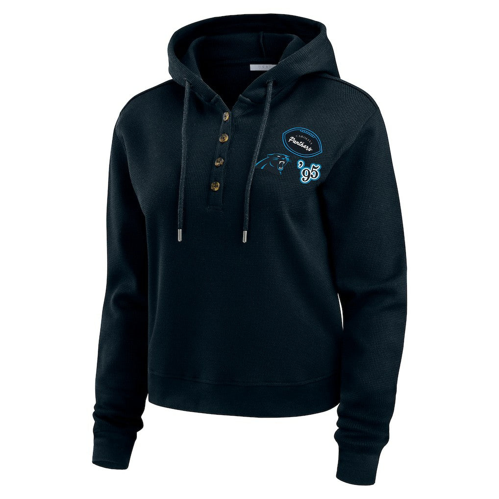 Carolina Panthers WEAR by Erin Andrews Women's Waffle Hoodie Pullover Top Navy