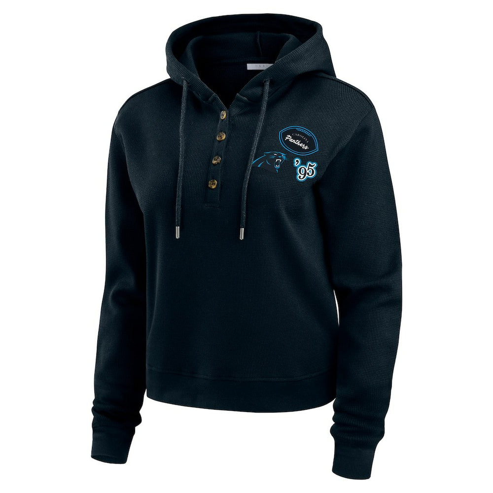 Carolina Panthers WEAR by Erin Andrews Women's Waffle Hoodie Pullover Top Navy
