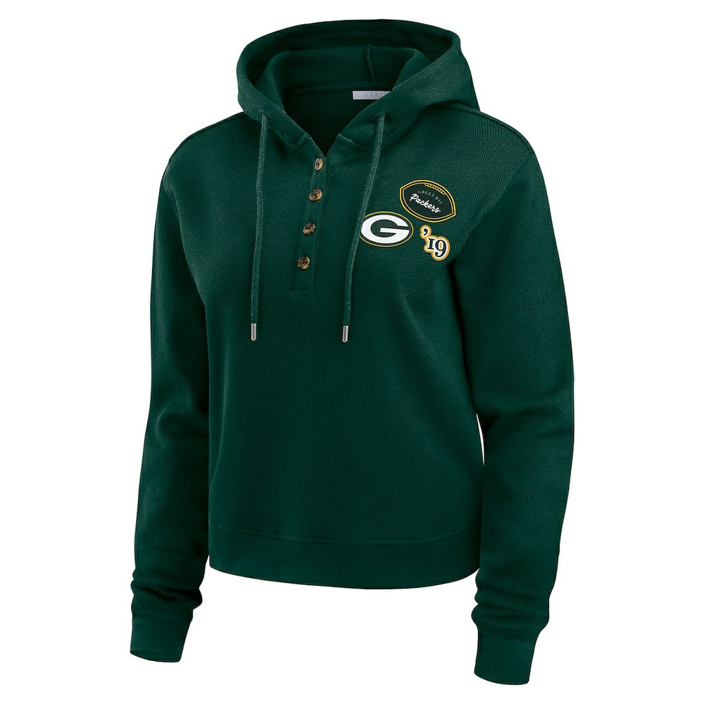 Green Bay Packers WEAR by Erin Andrews Women's Waffle Hoodie Pullover Top Green