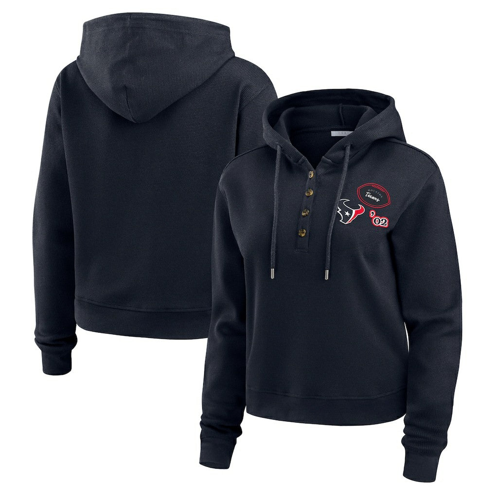 Houston Texans WEAR by Erin Andrews Women's Waffle Hoodie Pullover Top Navy