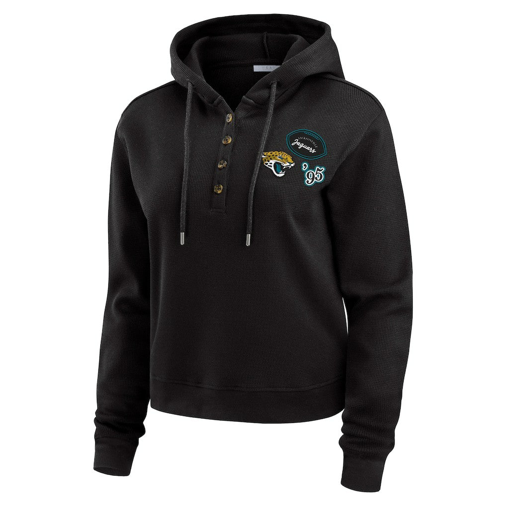 Jacksonville Jaguars WEAR by Erin Andrews Women's Waffle Hoodie Pullover Top Black