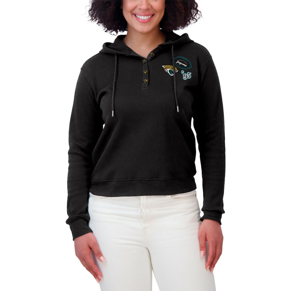 Jacksonville Jaguars WEAR by Erin Andrews Women's Waffle Hoodie Pullover Top Black