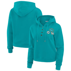 Miami Dolphins WEAR by Erin Andrews Women's Waffle Hoodie Pullover Top Aqua