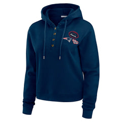 New England Patriots WEAR by Erin Andrews Women's Waffle Hoodie Pullover Top Navy