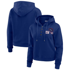 New York Giants WEAR by Erin Andrews Women's Waffle Hoodie Pullover Top Royal