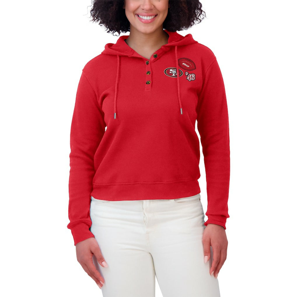 San Francisco 49ers WEAR by Erin Andrews Women's Waffle Hoodie Pullover Top Scarlet