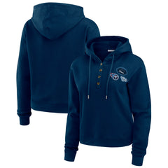 Tennessee Titans WEAR by Erin Andrews Women's Waffle Hoodie Pullover Top Navy