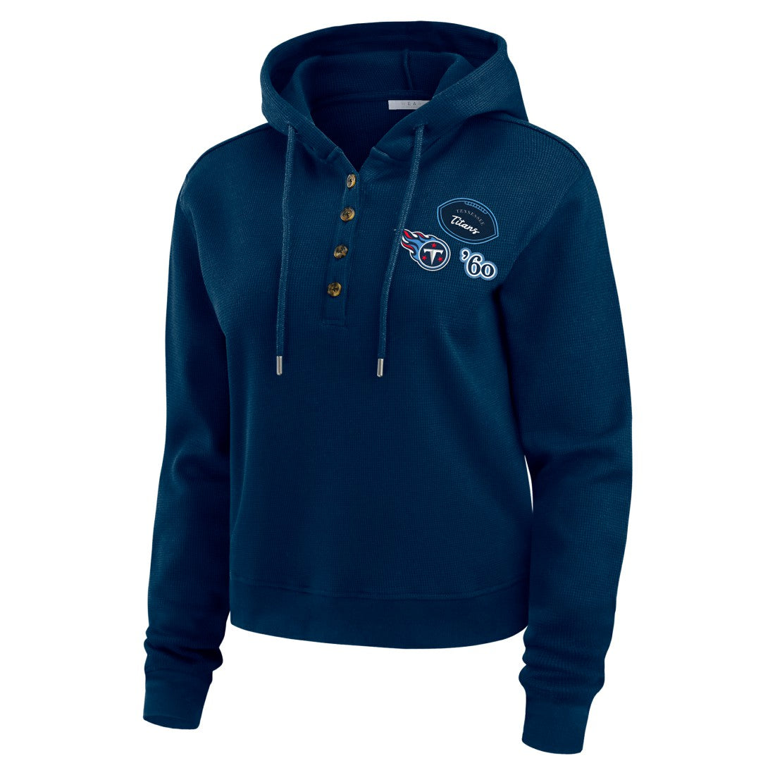 Tennessee Titans WEAR by Erin Andrews Women's Waffle Hoodie Pullover Top Navy