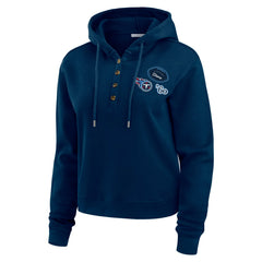 Tennessee Titans WEAR by Erin Andrews Women's Waffle Hoodie Pullover Top Navy