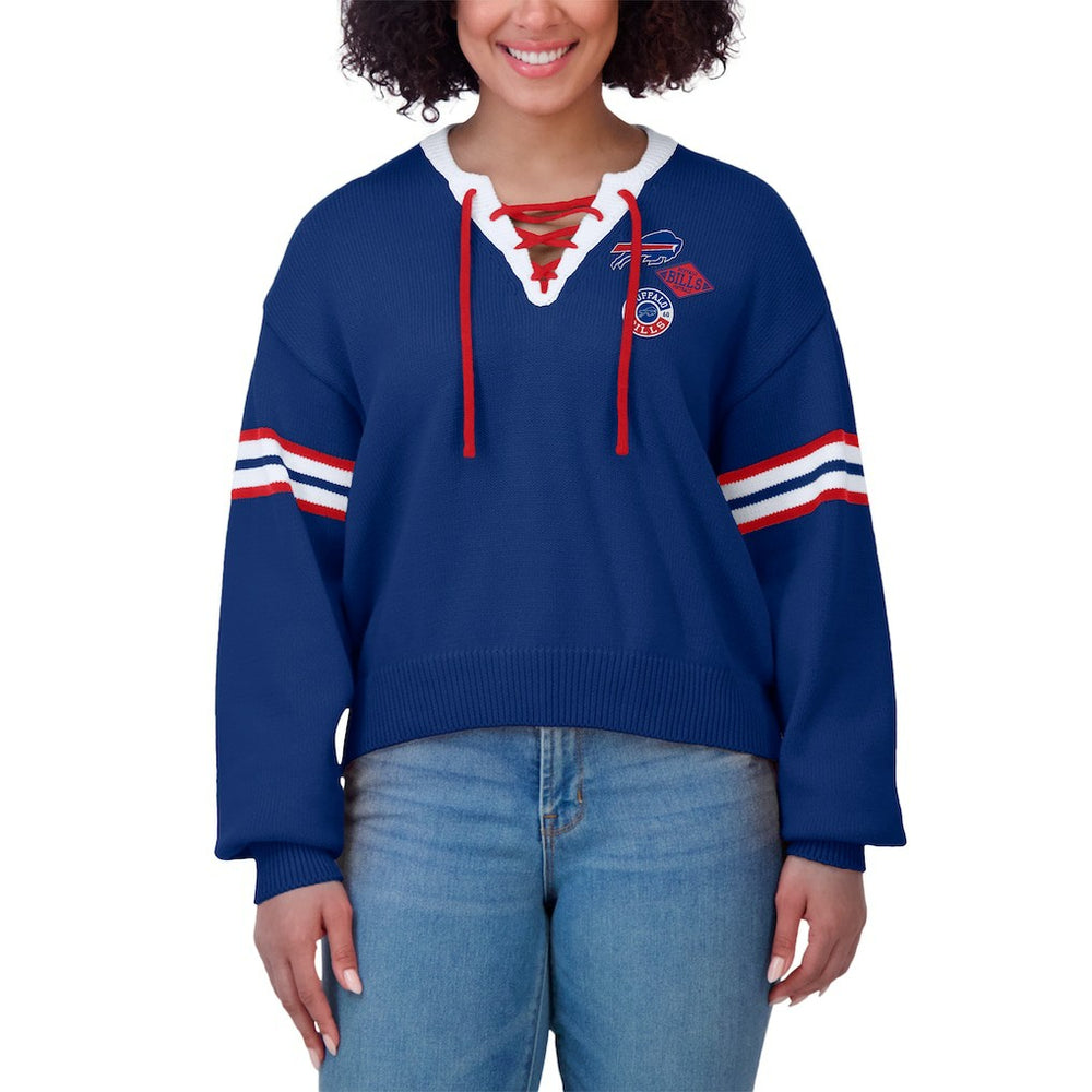 Buffalo Bills WEAR by Erin Andrews Women's Lace-Up Pullover Sweatshirt Royal