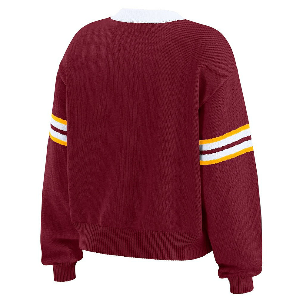 Washington Commanders WEAR by Erin Andrews Women's Lace-Up Pullover Sweatshirt Burgundy