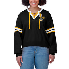 Pittsburgh Steelers WEAR by Erin Andrews Women's Lace-Up Pullover Sweatshirt Black