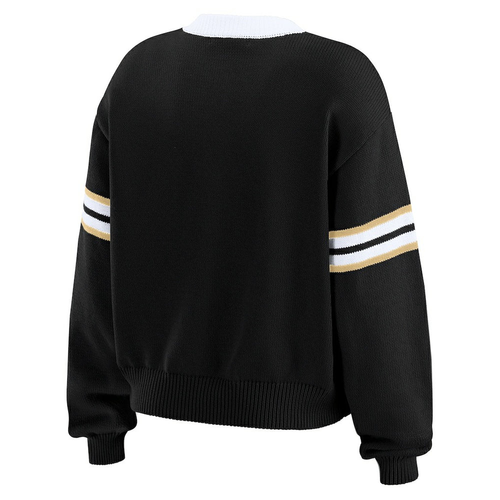 New Orleans Saints WEAR by Erin Andrews Women's Lace-Up Pullover Sweatshirt Black