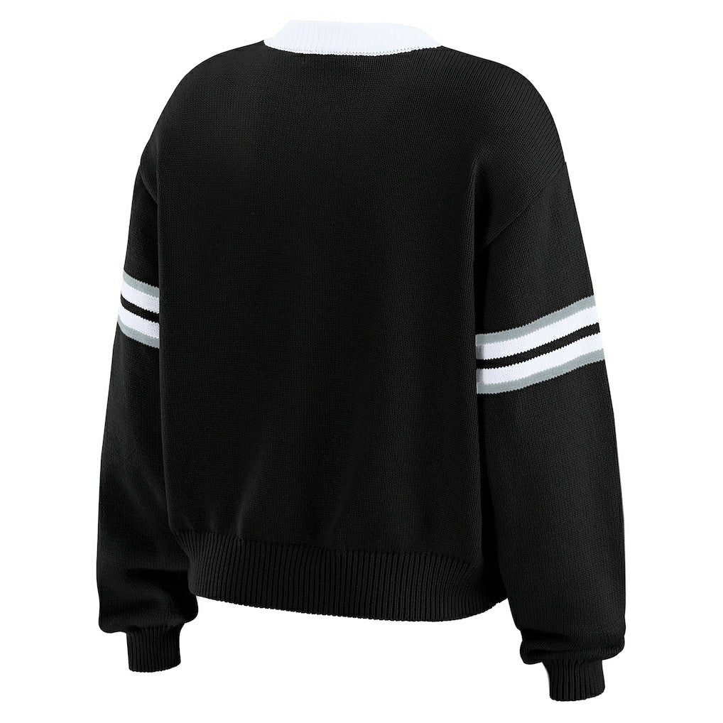 Las Vegas Raiders WEAR by Erin Andrews Women's Lace-Up Pullover Sweatshirt Black